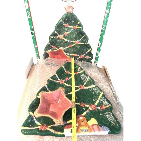 Vintage Chip Dip Platter World Bazaar’s Christmas Tree Condiments NIB New In Box - Picture 13 of 13